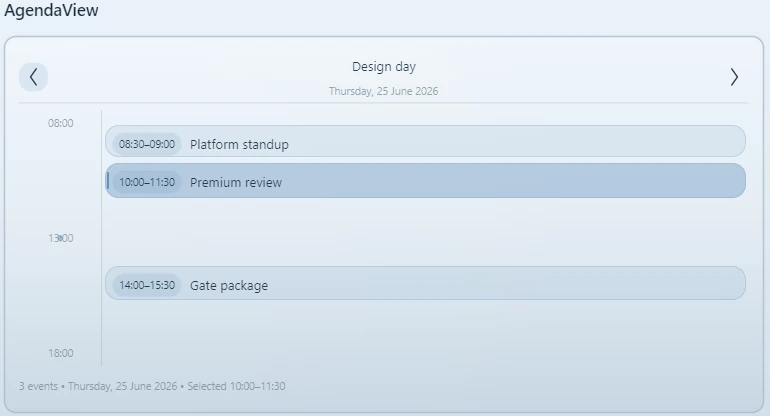 Nexamas.UI agenda view