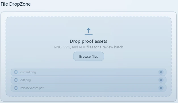 Nexamas.UI file dropzone workflow